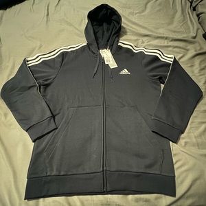 **New**Men's adidas Essentials Fleece 3-Stripes Full-Zip Hoodie